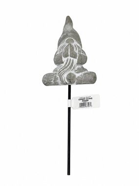 Festive Voice Cement Gnome Garden Stake Gray Outdoor Yard Décor 9”